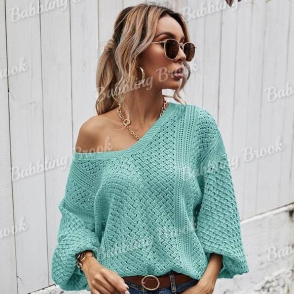 Sweaters | Soft Green Off Shoulder Sweater | Poshmark